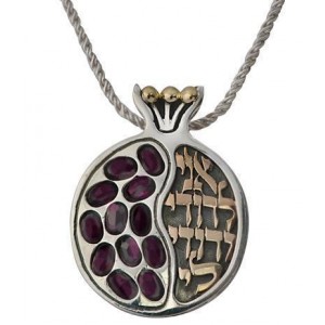 Pomegranate Pendant with Ani LeDodi in Yellow Gold & Sterling Silver with Garnets BY Rafael Jewelry  Collares y Colgantes