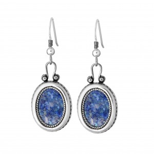 Oval Roman Glass Earrings in Sterling Silver by Rafael Jewelry Earrings
