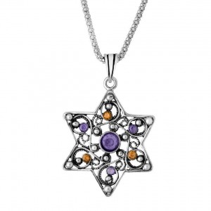 Rafael Jewelry Sterling Silver Star of David Pendant with Gems Collares y Colgantes