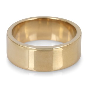 14K Gold Jerusalem-Made Traditional Jewish Flat-Sided Wedding Ring (8 mm) Ocasiones Judías