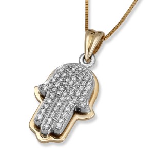 Hamsa Pendant in 14k Yellow Gold With Diamonds Hamsa Jewelry