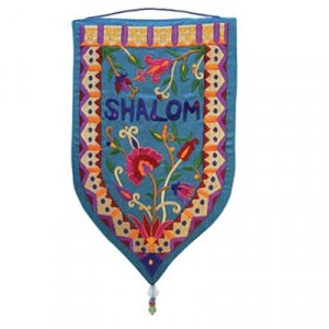 Yair Emanuel Shalom Shield Tapestry (Large/Turquoise) Decoración para el Hogar 