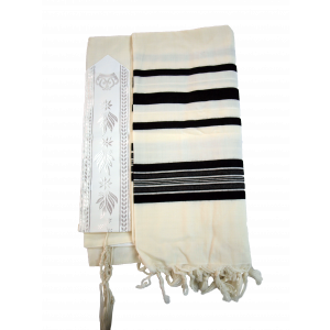 White Prima AA Thin Wool Tallit with Black or White Stripes Traditional Tallit