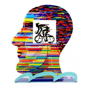 David Gerstein Armstrong Cyclist Head Sculpture