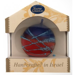 Safed Candles Orb Candle with Blue, Red and Pink Stripes