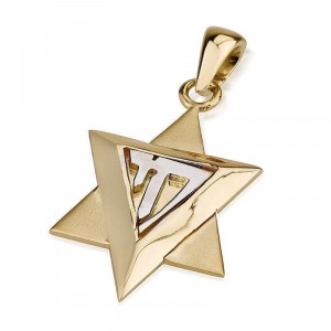 Star of David and Chai Pendant in 14K Gold Collares y Colgantes
