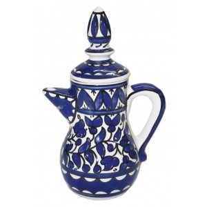 Turkish Coffee Pot with Anemones Flower Motif in Blue Decoración para el Hogar 