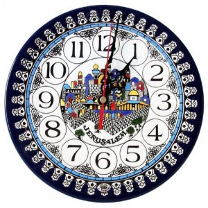 Armenian Ceramic Clock with Jerusalem Design Día de Jerusalén