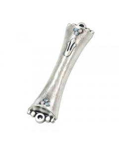 Silver Plated Mezuzah Case with Swarovski Crystals