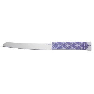 Challah Knife with Leaf Pattern in GRAY Ocasiones Judías