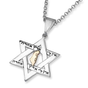 No Other Land Star of David Necklace Made From Sterling Silver and Gold Joyería Judía
