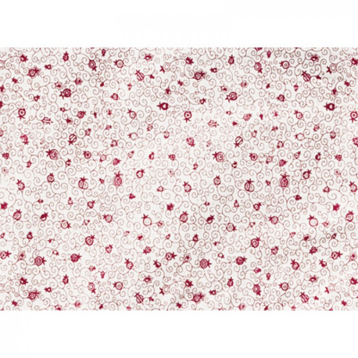 White Placemat with a Red Pomegranate Design - by Yair Emanuel