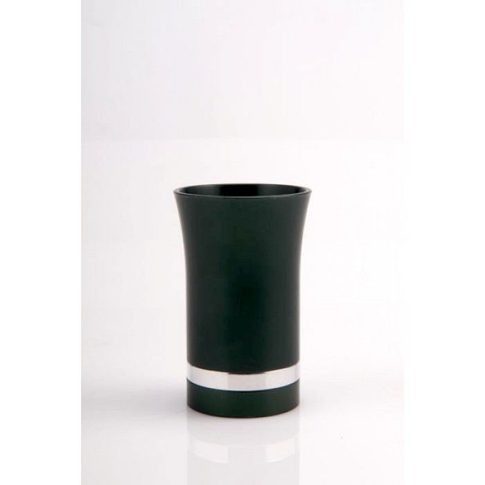 Small Dark Green Aluminum Kiddush Cup with Matching Silver Stripe