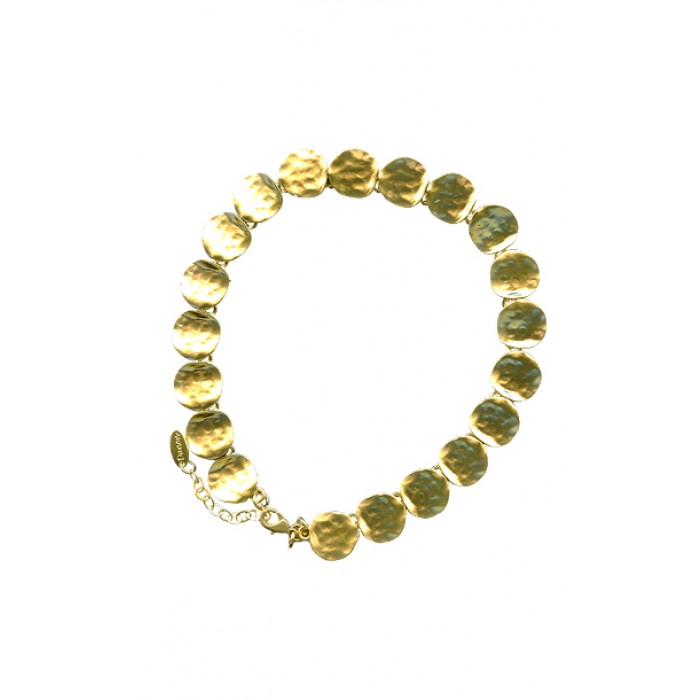 Necklace with Hammered Matte Gold Circular Beads