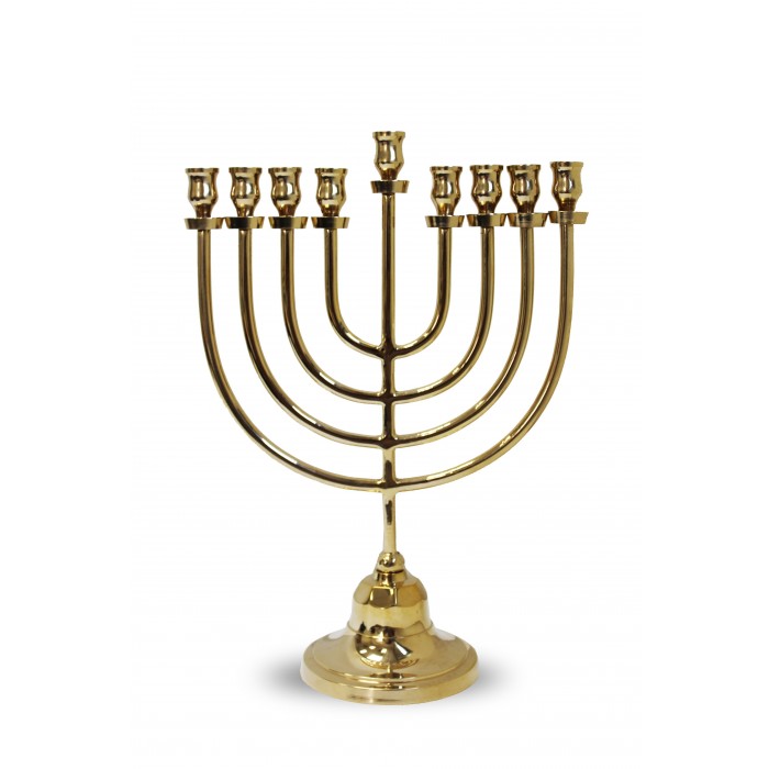 Menorah in Classic Antique Design with Slender Round Branches 