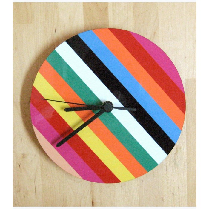 Wall Clock with Colorful Stripe Design