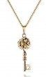 Rafael Jewelry Designer 14k Yellow Gold Key Pendant with Hearts