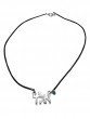 Kabbalah Necklace Black Leather Wire and Silver Plated ALD Pendant