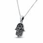 Sterling Silver Hamsa Necklace with Star of David
