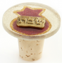 Glass Wine Bottle Stopper with Red Pomegranate and Metal Shabbat Plaque