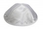 White Terylene Kippah with Zigzag Lines and Four Sections