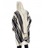 White Yemenite Prima AA Wool Tallit with Gold Colours and Netting