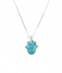 Necklace with Mosaic Turquoise Hamsa Pendant