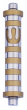 Gold Curved Mezuzah with Stripes and Shin (10cm)