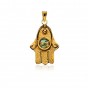 Hamsa Pendant in 14k Yellow Gold and Roman Glass