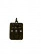 Brass Dog Tag Pendant with Hamsa and IDF Name in Hebrew and English