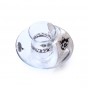 Glass Mayim Acharonim Set with Black and White Floral Pattern and Hebrew Text
