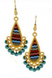 Teardrop-Shaped Earrings with Chevron Lines and Beadwork