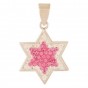 Star of David Pendant Rhodium Plated with Rose Stones