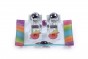 Salt and Pepper Shakers with Tray in Rainbow Pomegranate Style