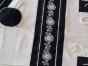 Tallit in White & Black with White Pattern by Galilee Silks