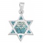 Star of David Pendant with Crystals in Sterling Silver Frame